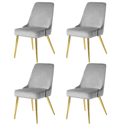 KirKasa Dining Chairs Set of 4 Upholstered Mid-Century Modern Velvet Accent Desk Chair with Gold Legs for Kitchen Living Room Grey