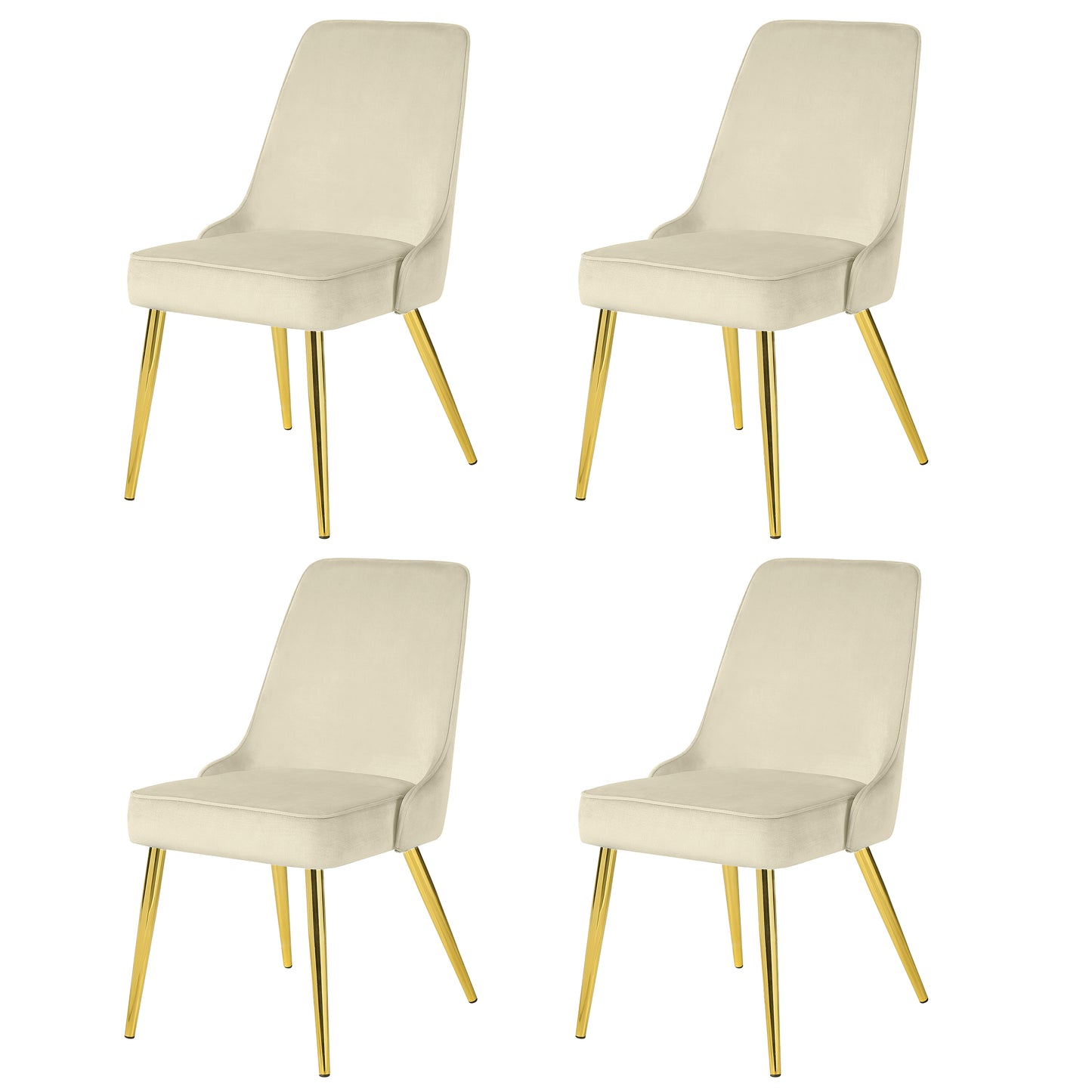 KirKasa Dining Chairs Set of 4 Upholstered Mid-Century Modern Velvet Accent Desk Chair with Gold Legs for Kitchen Living Room Grey