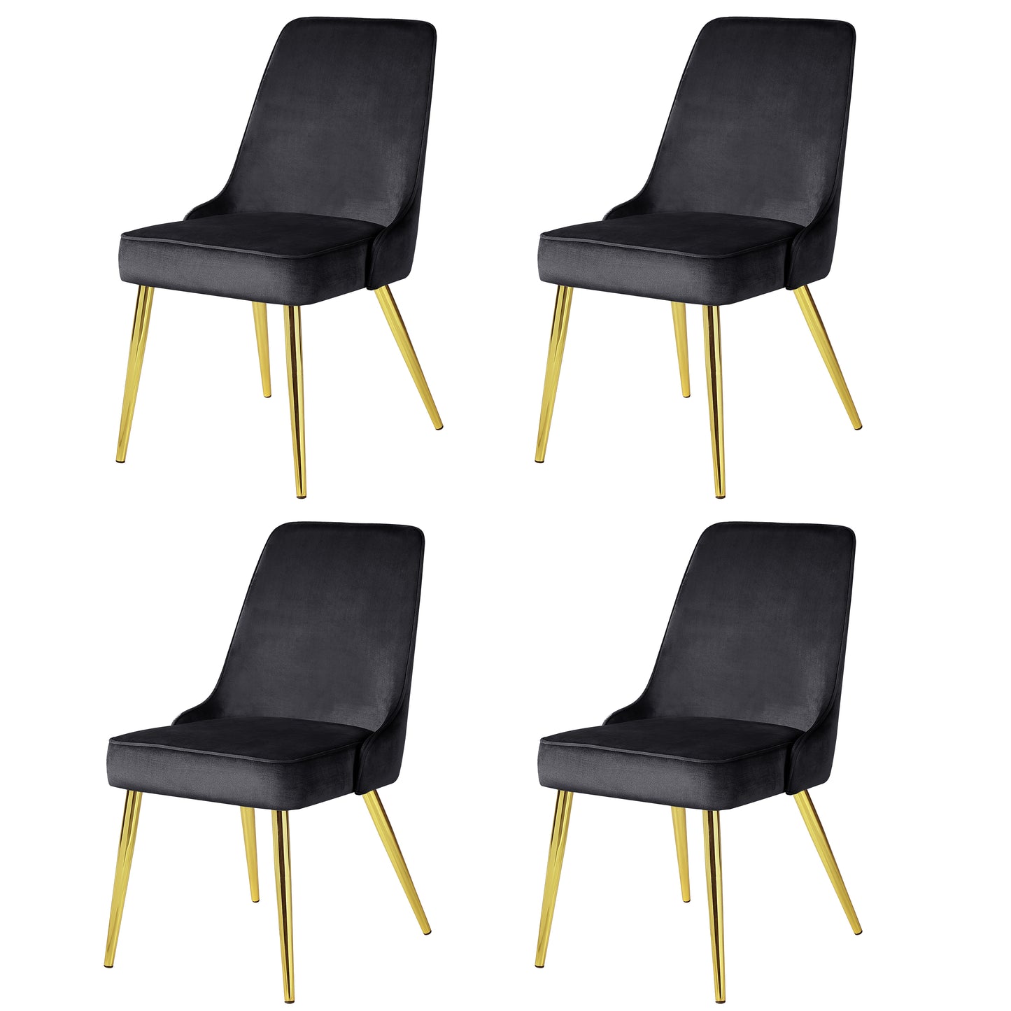 KirKasa Dining Chairs Set of 4 Upholstered Mid-Century Modern Velvet Accent Desk Chair with Gold Legs for Kitchen Living Room Grey