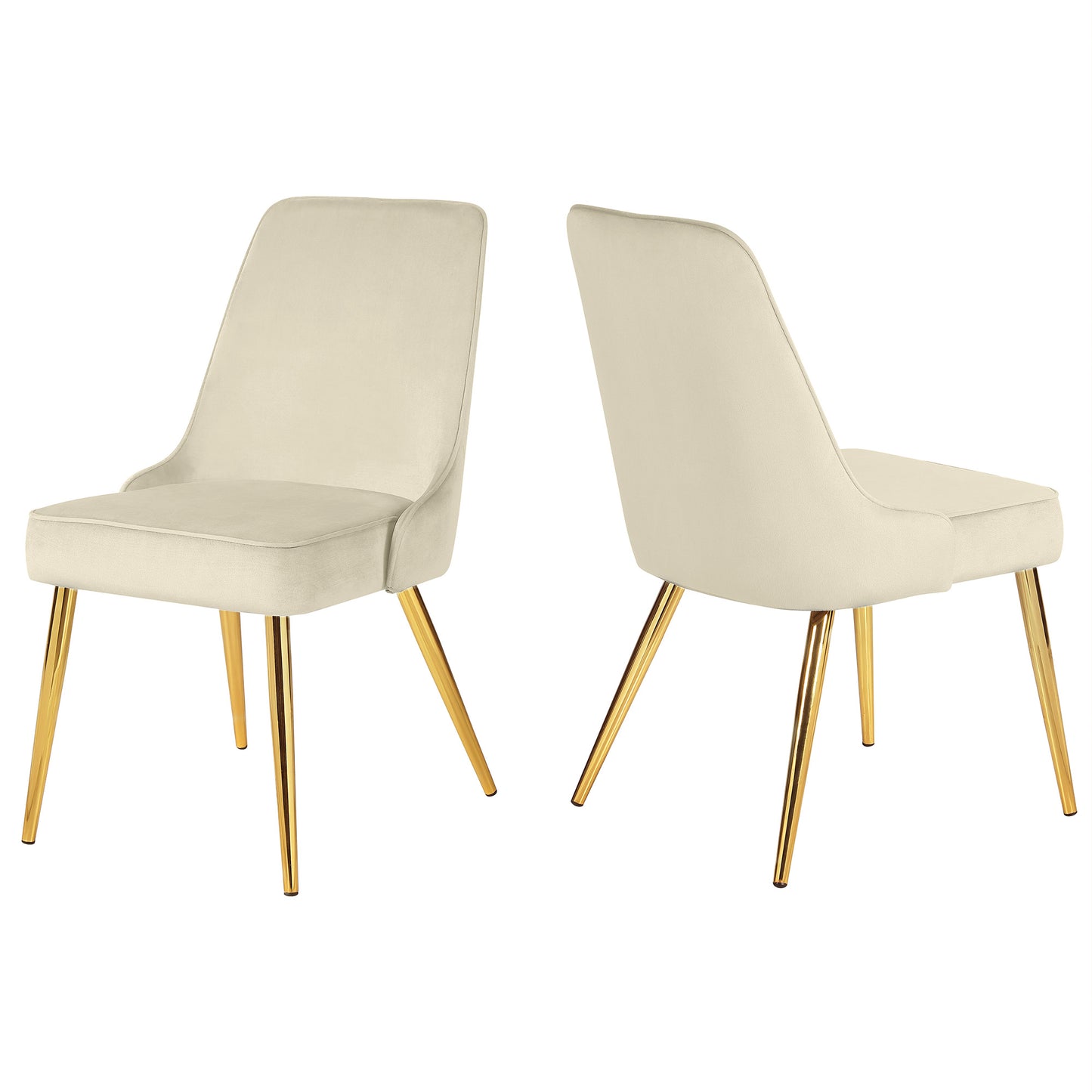 KirKasa Upholstered Dining Chairs Sets of 2 Mid-Century Modern Desk Comfy Side Chair with Gold Legs for Kitchen Living Room