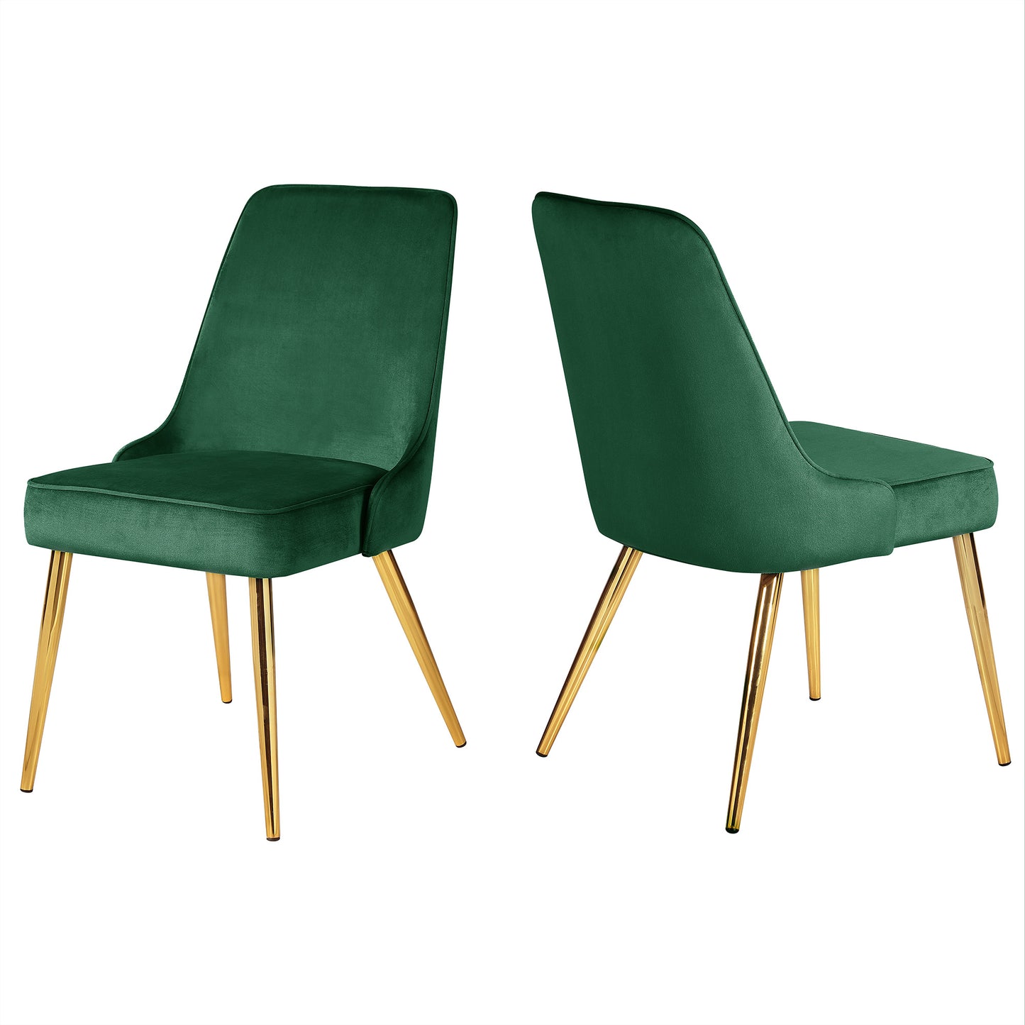 KirKasa Upholstered Dining Chairs Sets of 2 Mid-Century Modern Desk Comfy Side Chair with Gold Legs for Kitchen Living Room