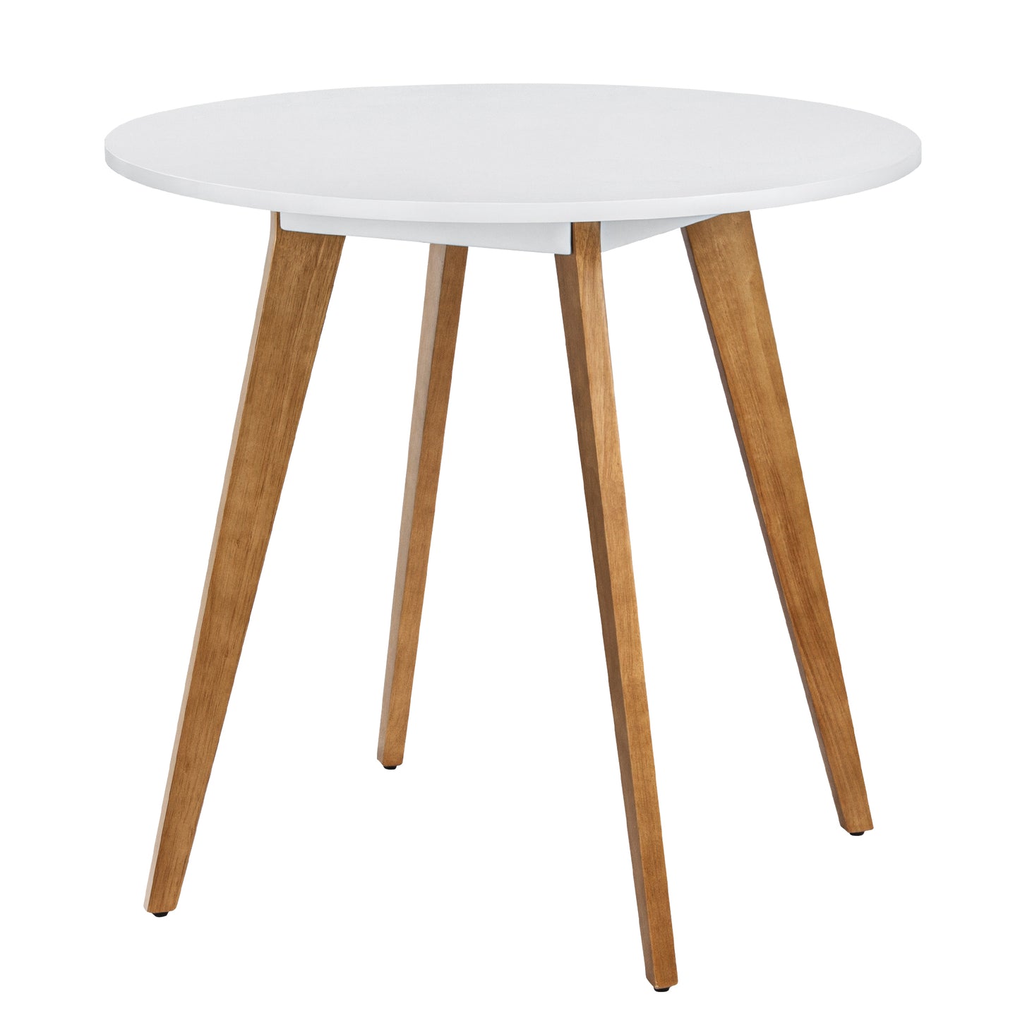 KirKasa Small Kitchen Table - 31.5" Round Dining Table, White Table with Walnut Wood Finish, Mid Century Modern Style for Dinning, Dinner, Breakfast, Narrow Space, 2 to 4 People