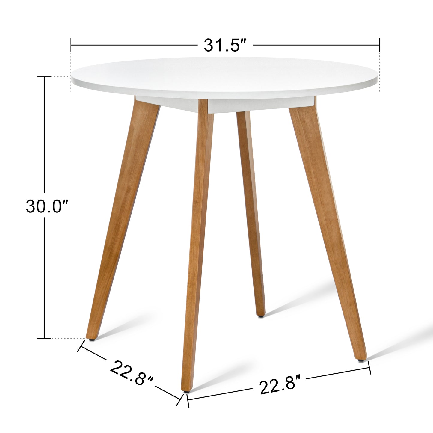 KirKasa Small Kitchen Table - 31.5" Round Dining Table, White Table with Walnut Wood Finish, Mid Century Modern Style for Dinning, Dinner, Breakfast, Narrow Space, 2 to 4 People